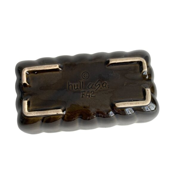 Hull Pottery Rectangular Planter F42 8.5 x 5" Green White Drip - Picture 7 of 9